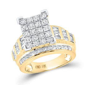 10K Yellow Gold Round Diamond Women's Cluster Bridal Wedding Engagement Ring 2 Cttw - Splendid Jewellery