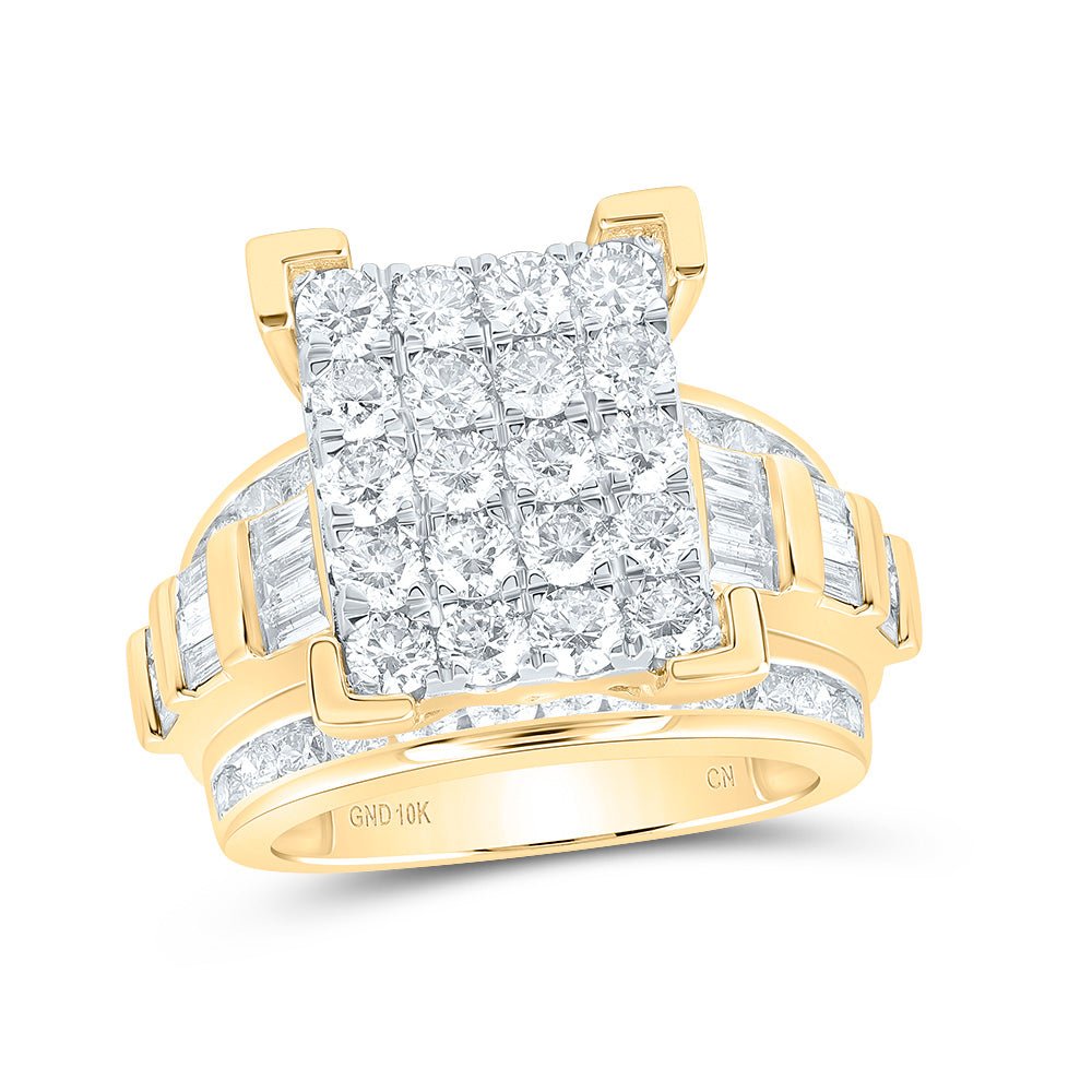 10K Yellow Gold Round Diamond Women's Cluster Bridal Wedding Engagement Ring 3 Cttw - Splendid Jewellery