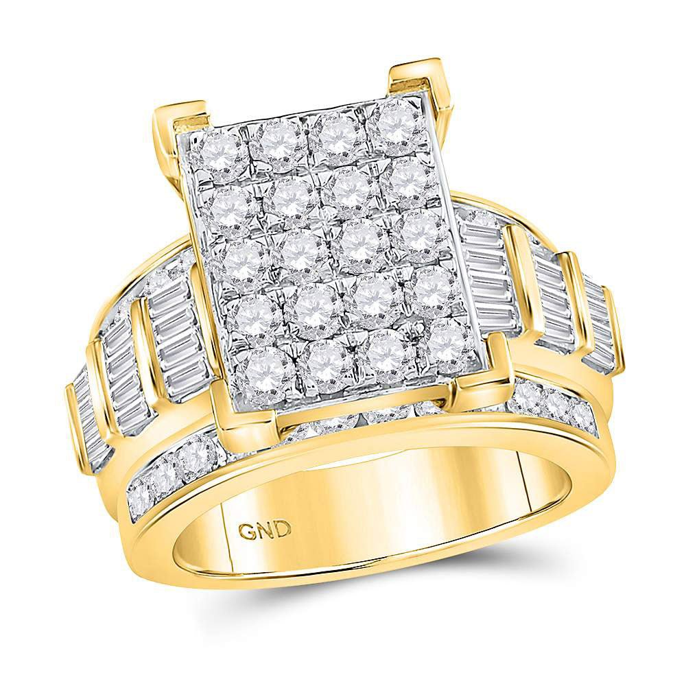 10K Yellow Gold Round Diamond Women's Cluster Bridal Wedding Engagement Ring 3 Cttw - Splendid Jewellery