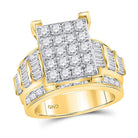 10K Yellow Gold Round Diamond Women's Cluster Bridal Wedding Engagement Ring 3 Cttw - Splendid Jewellery