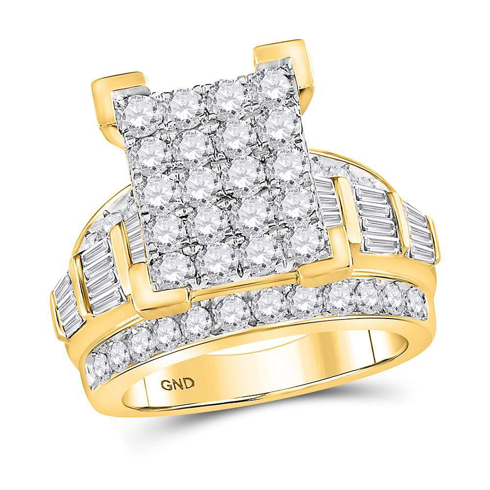 10K Yellow Gold Round Diamond Women's Cluster Bridal Wedding Engagement Ring 3 Cttw - Splendid Jewellery