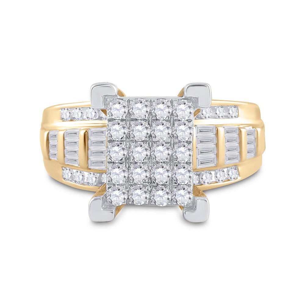 10K Yellow Gold Round Diamond Women's Cluster Bridal Wedding Engagement Ring 7/8 Cttw - Splendid Jewellery