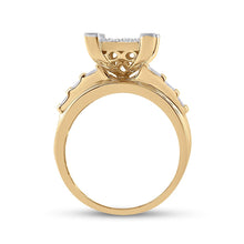 Load image into Gallery viewer, 10K Yellow Gold Round Diamond Women's Cluster Bridal Wedding Engagement Ring 7/8 Cttw - Splendid Jewellery