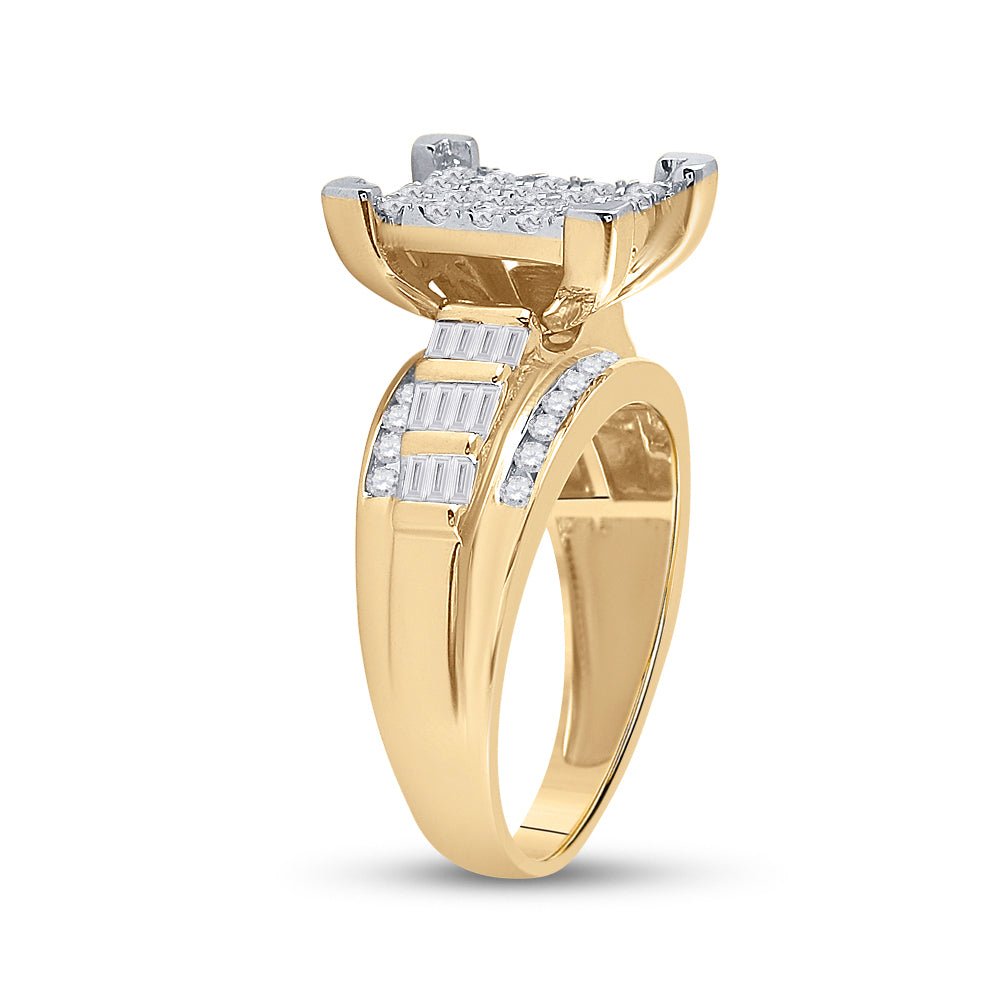 10K Yellow Gold Round Diamond Women's Cluster Bridal Wedding Engagement Ring 7/8 Cttw - Splendid Jewellery