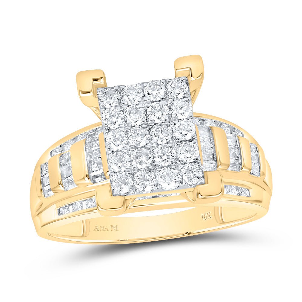 10K Yellow Gold Round Diamond Women's Cluster Bridal Wedding Engagement Ring 7/8 Cttw - Splendid Jewellery
