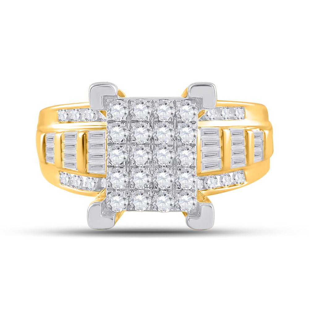 10K Yellow Gold Round Diamond Women's Cluster Bridal Wedding Engagement Ring 7/8 Cttw - Splendid Jewellery