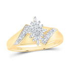10K Yellow Gold Round Diamond Women's Cluster Ring 1/10 Cttw - Splendid Jewellery