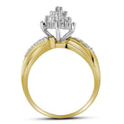 10K Yellow Gold Round Diamond Women's Cluster Ring 1/2 Cttw - Splendid Jewellery