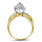 10K Yellow Gold Round Diamond Women's Cluster Ring 1/2 Cttw - Splendid Jewellery