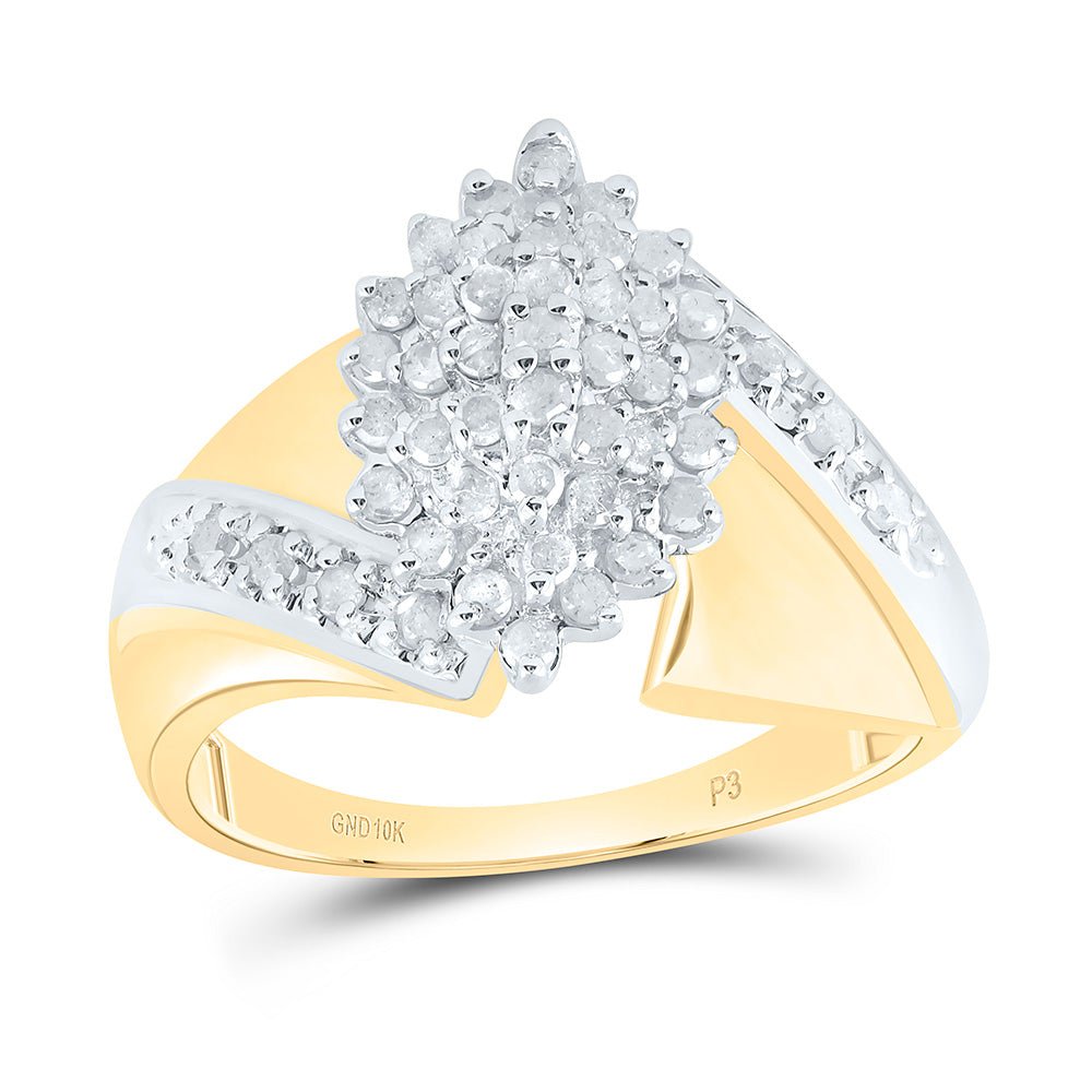 10K Yellow Gold Round Diamond Women's Cluster Ring 1/2 Cttw - Splendid Jewellery