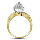 10K Yellow Gold Round Diamond Women's Cluster Ring 1/2 Cttw - Splendid Jewellery