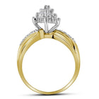 10K Yellow Gold Round Diamond Women's Cluster Ring 1/2 Cttw - Splendid Jewellery