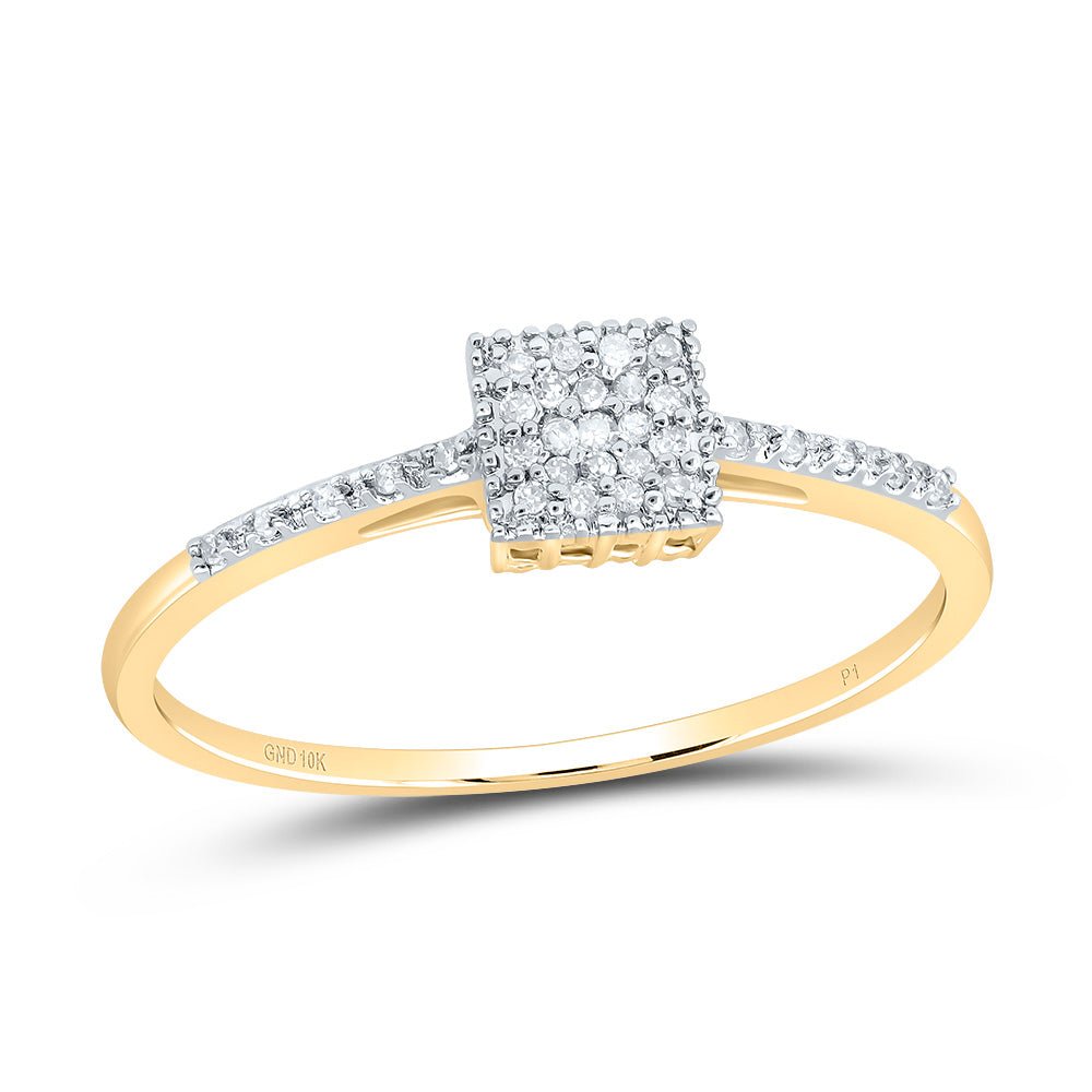 10K Yellow Gold Round Diamond Women's Cluster Ring 1/20 Cttw - Splendid Jewellery