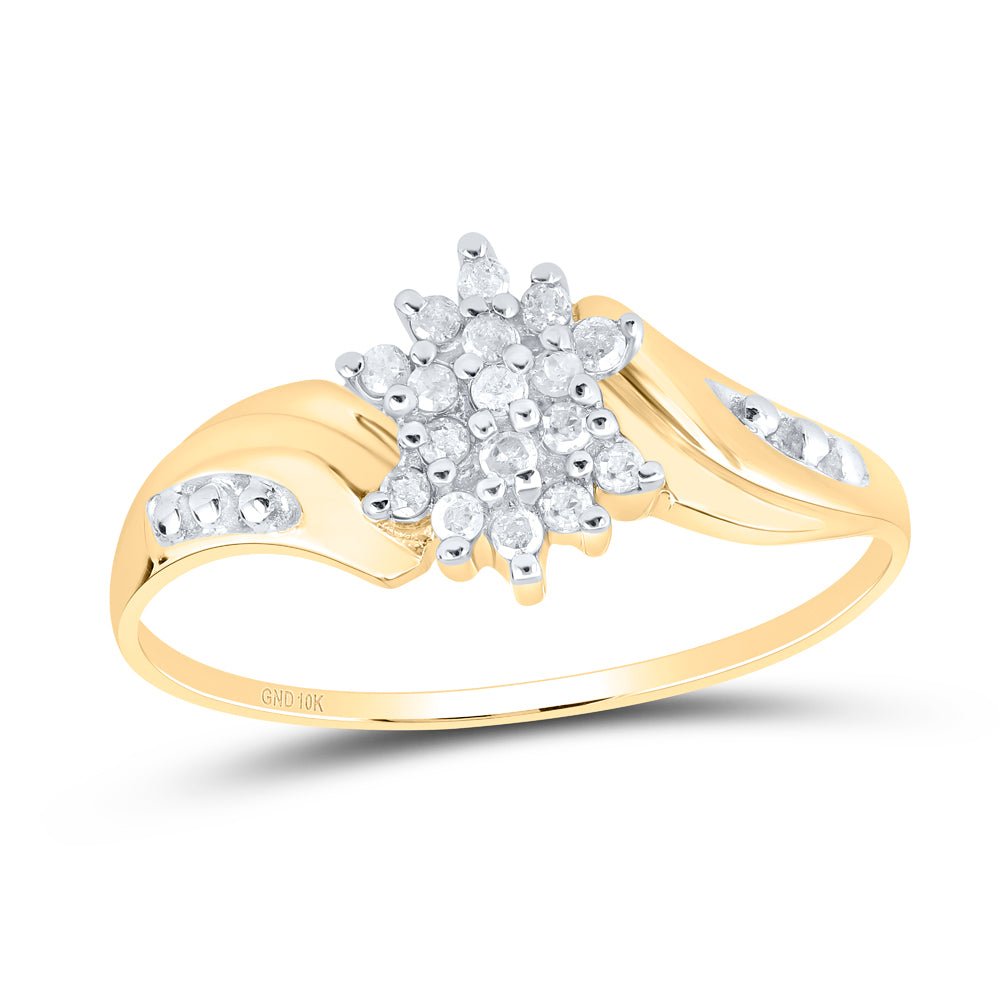 10K Yellow Gold Round Diamond Women's Cluster Ring 1/8 Cttw - Splendid Jewellery