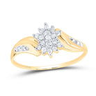 10K Yellow Gold Round Diamond Women's Cluster Ring 1/8 Cttw - Splendid Jewellery
