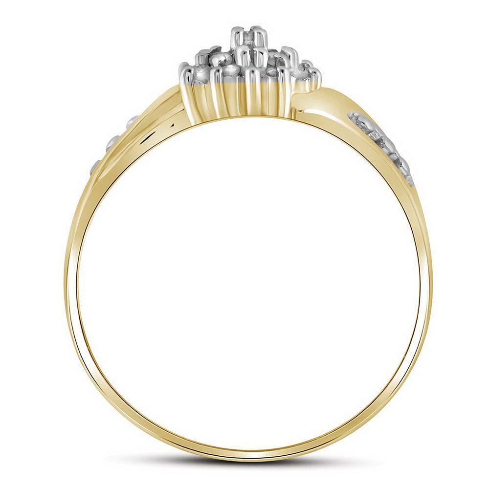 10K Yellow Gold Round Diamond Women's Cluster Ring 1/8 Cttw - Splendid Jewellery