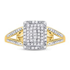10K Yellow Gold Round Diamond Women's Cluster Split Shank Ring 1/6 Cttw - Splendid Jewellery