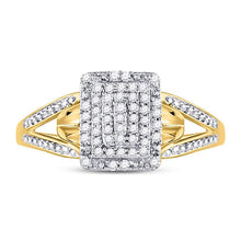 Load image into Gallery viewer, 10K Yellow Gold Round Diamond Women's Cluster Split Shank Ring 1/6 Cttw - Splendid Jewellery