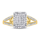 10K Yellow Gold Round Diamond Women's Cluster Split Shank Ring 1/6 Cttw - Splendid Jewellery