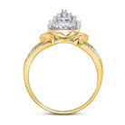 10K Yellow Gold Round Diamond Women's Cluster Split Shank Ring 1/6 Cttw - Splendid Jewellery