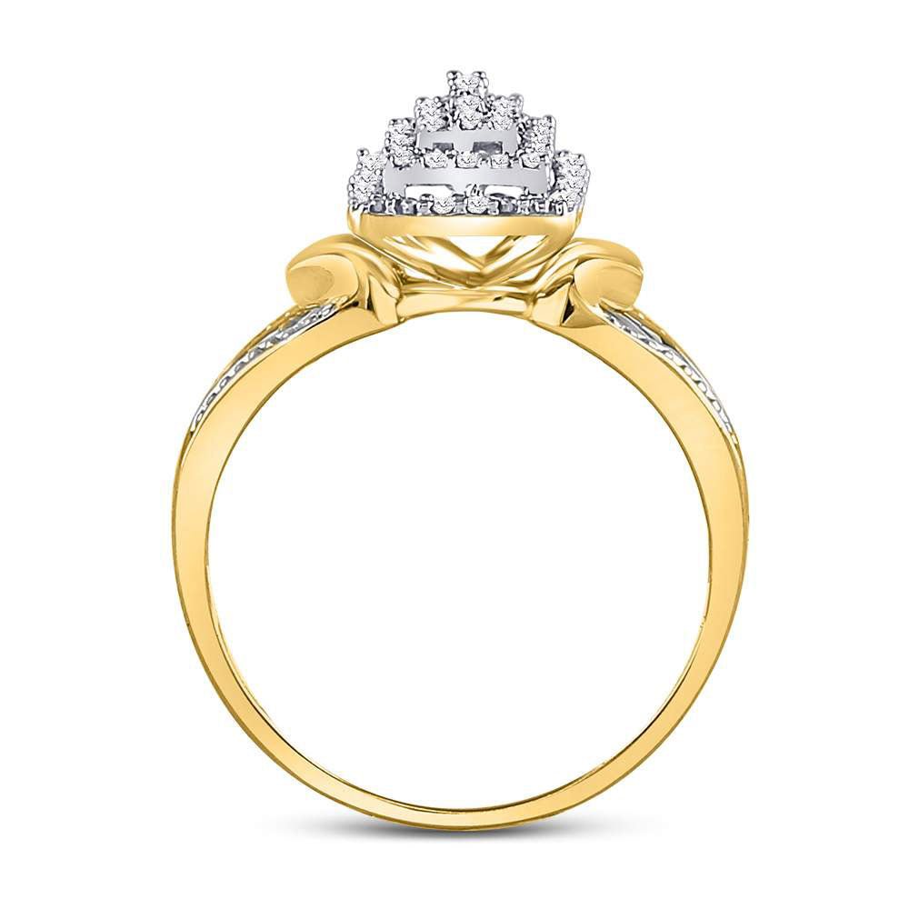 10K Yellow Gold Round Diamond Women's Cluster Split Shank Ring 1/6 Cttw - Splendid Jewellery