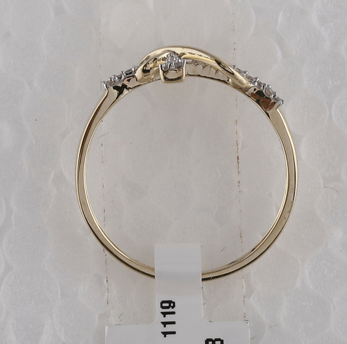 10K Yellow Gold Round Diamond Women's Cross Infinity Band Ring 1/10 Cttw - Splendid Jewellery