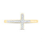 10K Yellow Gold Round Diamond Women's Cross Religious Band Ring 1/20 Cttw - Splendid Jewellery
