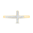 10K Yellow Gold Round Diamond Women's Cross Religious Band Ring 1/20 Cttw - Splendid Jewellery