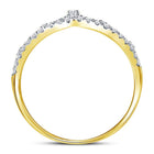10K Yellow Gold Round Diamond Women's Crown Tiara Fashion Band Ring 1/5 Cttw - Splendid Jewellery