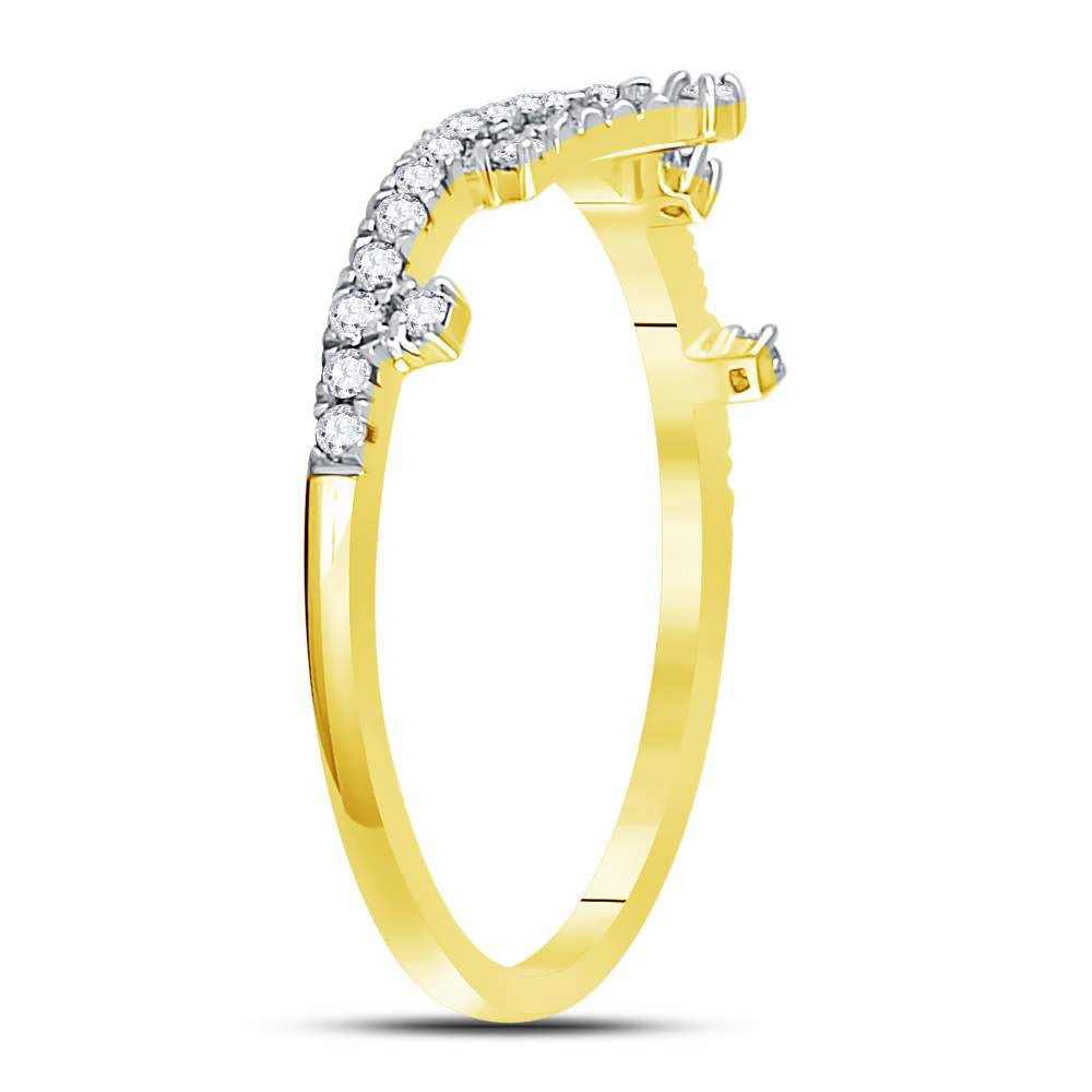 10K Yellow Gold Round Diamond Women's Crown Tiara Fashion Band Ring 1/5 Cttw - Splendid Jewellery