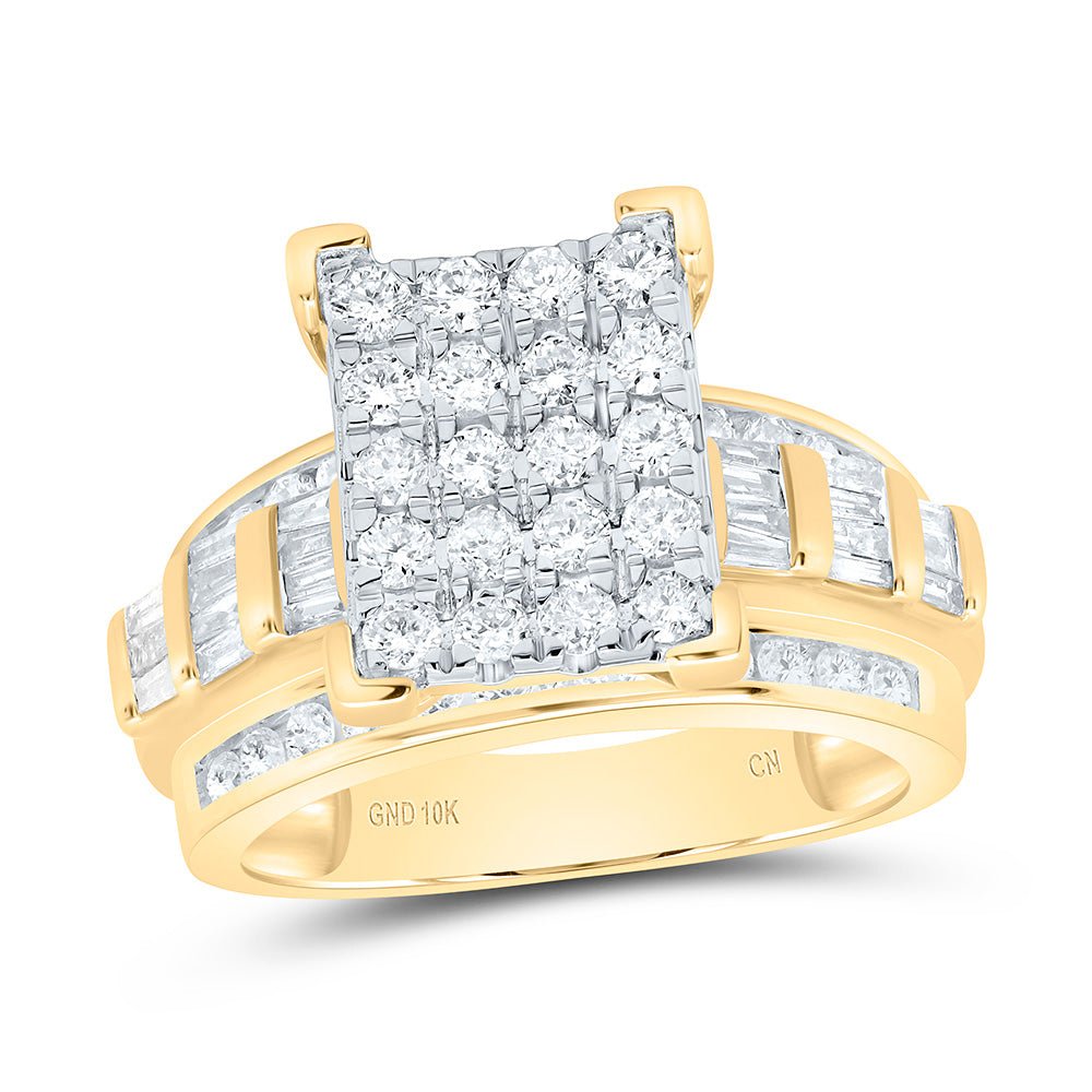 10K Yellow Gold Round Diamond Women's Designer Ring 1 1/2 Cttw - Splendid Jewellery