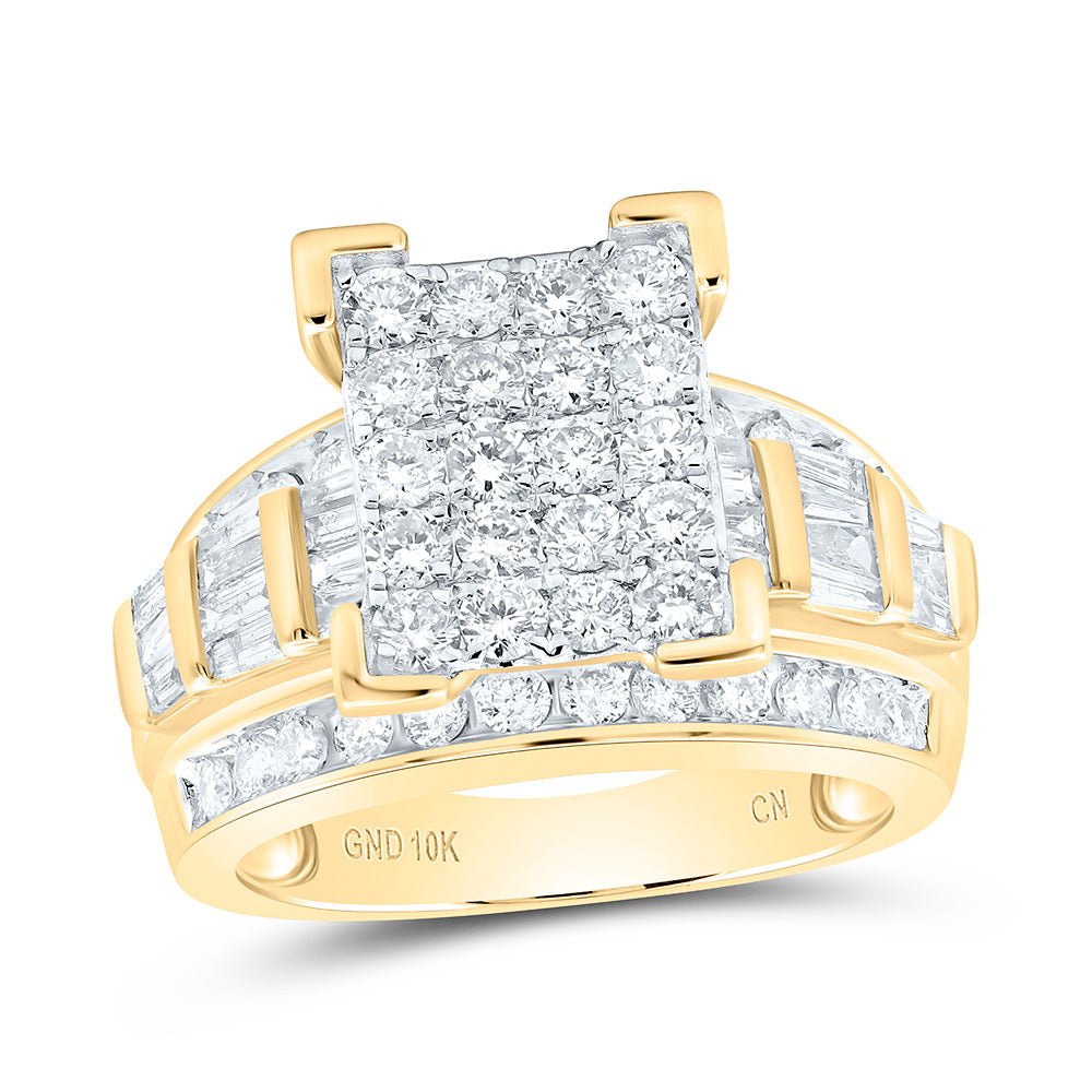 10K Yellow Gold Round Diamond Women's Designer Ring 2 Cttw - Splendid Jewellery