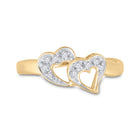 10K Yellow Gold Round Diamond Women's Double Heart Ring 1/20 Cttw - Splendid Jewellery