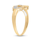 10K Yellow Gold Round Diamond Women's Double Heart Ring 1/20 Cttw - Splendid Jewellery