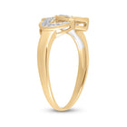 10K Yellow Gold Round Diamond Women's Double Heart Ring 1/20 Cttw - Splendid Jewellery