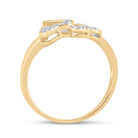 10K Yellow Gold Round Diamond Women's Double Heart Ring 1/20 Cttw - Splendid Jewellery