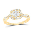 10K Yellow Gold Round Diamond Women's Halo Cluster Promise Bridal Ring 1/2 Cttw - Splendid Jewellery