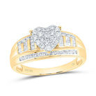 10K Yellow Gold Round Diamond Women's Heart Bridal Wedding Engagement Ring 1 Cttw - Splendid Jewellery
