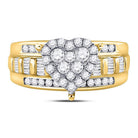 10K Yellow Gold Round Diamond Women's Heart Cluster Bridal Wedding Engagement Ring 1 Cttw - Splendid Jewellery