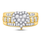 10K Yellow Gold Round Diamond Women's Heart Cluster Bridal Wedding Engagement Ring 1 Cttw - Splendid Jewellery