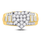 10K Yellow Gold Round Diamond Women's Heart Cluster Bridal Wedding Engagement Ring 1 Cttw - Splendid Jewellery
