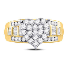 Load image into Gallery viewer, 10K Yellow Gold Round Diamond Women's Heart Cluster Bridal Wedding Engagement Ring 1 Cttw - Splendid Jewellery