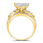 10K Yellow Gold Round Diamond Women's Heart Cluster Bridal Wedding Engagement Ring 1 Cttw - Splendid Jewellery