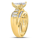 10K Yellow Gold Round Diamond Women's Heart Cluster Bridal Wedding Engagement Ring 1 Cttw - Splendid Jewellery