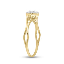 Load image into Gallery viewer, 10K Yellow Gold Round Diamond Women's Heart Promise Bridal Ring 1/8 Cttw - Splendid Jewellery
