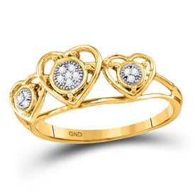10K Yellow Gold Round Diamond Women's Heart Ring . 0.03 Cttw - Splendid Jewellery
