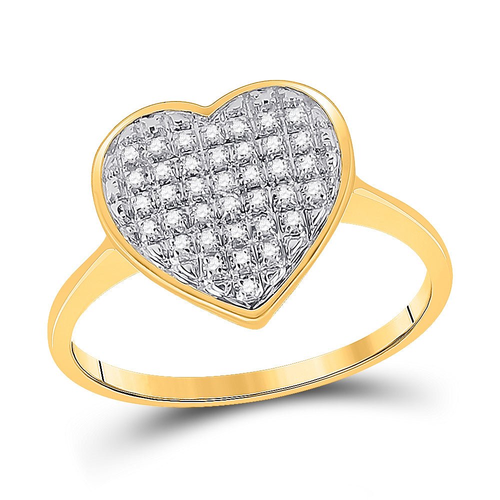 10K Yellow Gold Round Diamond Women's Heart Ring 1/10 Cttw - Splendid Jewellery