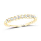 10K Yellow Gold Round Diamond Women's Heart Stackable Band Ring 1/10 Cttw - Splendid Jewellery
