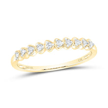 Load image into Gallery viewer, 10K Yellow Gold Round Diamond Women's Heart Stackable Band Ring 1/10 Cttw - Splendid Jewellery