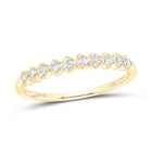 10K Yellow Gold Round Diamond Women's Heart Stackable Band Ring 1/10 Cttw - Splendid Jewellery